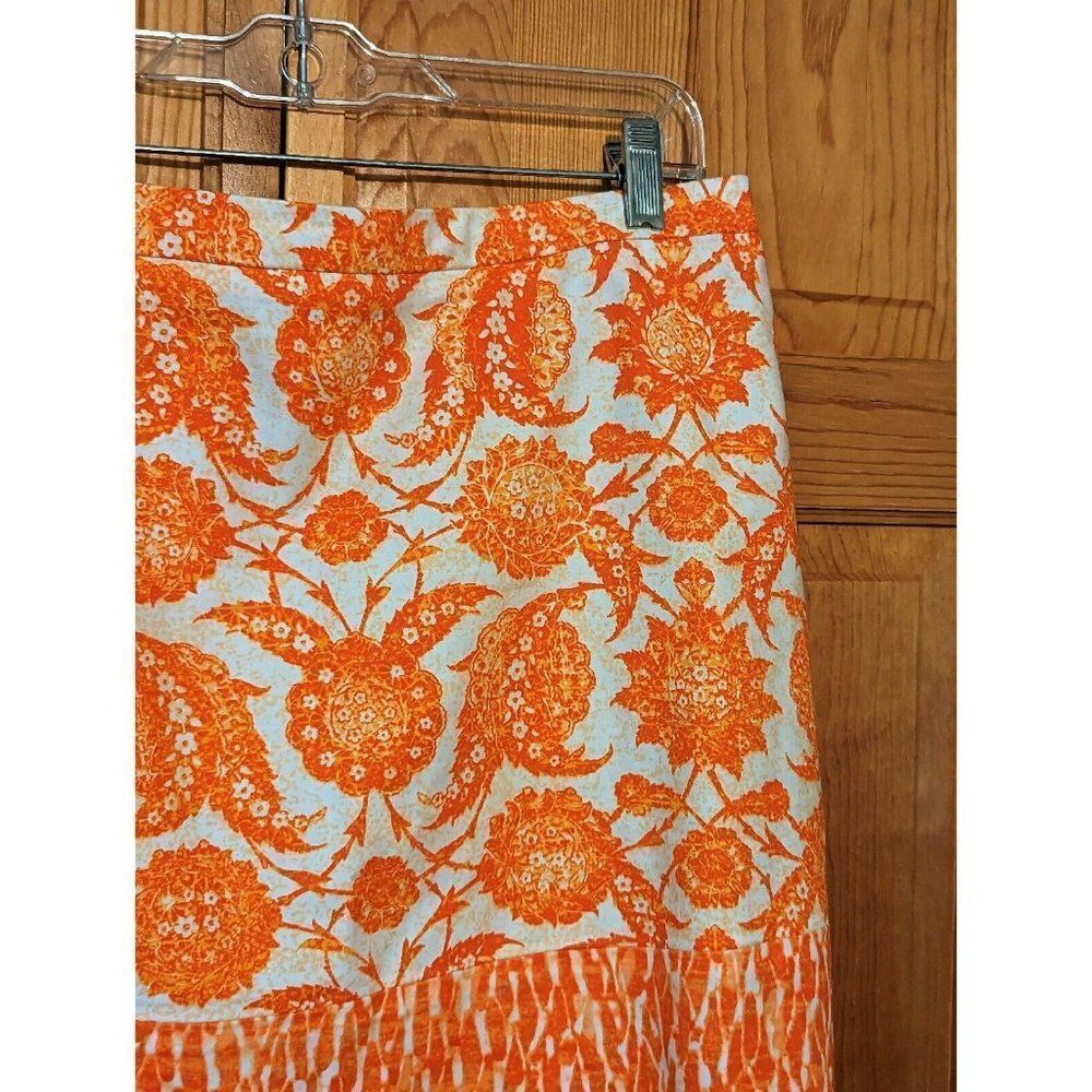 Michael Kors MIni Stretch Cotton Pencil Skirt Clementine Paisley - Picture 4 of 11